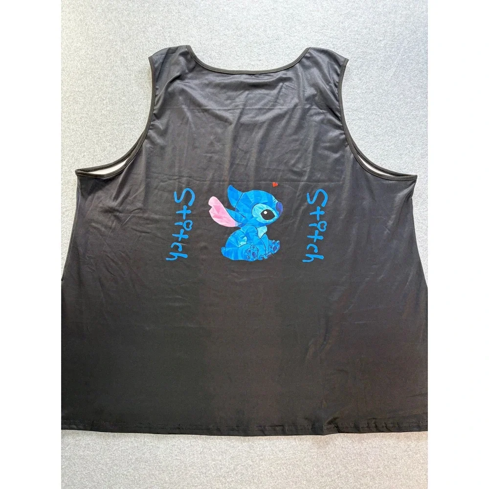 Disney Lilo & Stitch Black Tank Top Sleeveless Graphic Tee 6XL‎ Plus Size